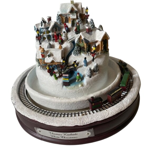 Thomas Kinkade White Christmas Masterpiece Ed Musical Sculpture Tabletop Decor - Picture 1 of 6